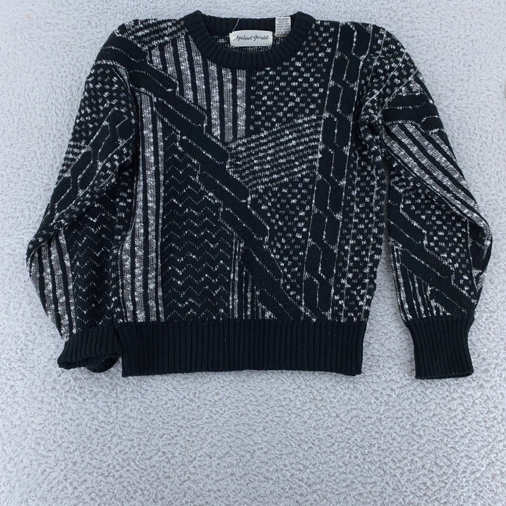 Vintage 90s Michael Gerald Geometric Knit Sweater Mens XS Pullover